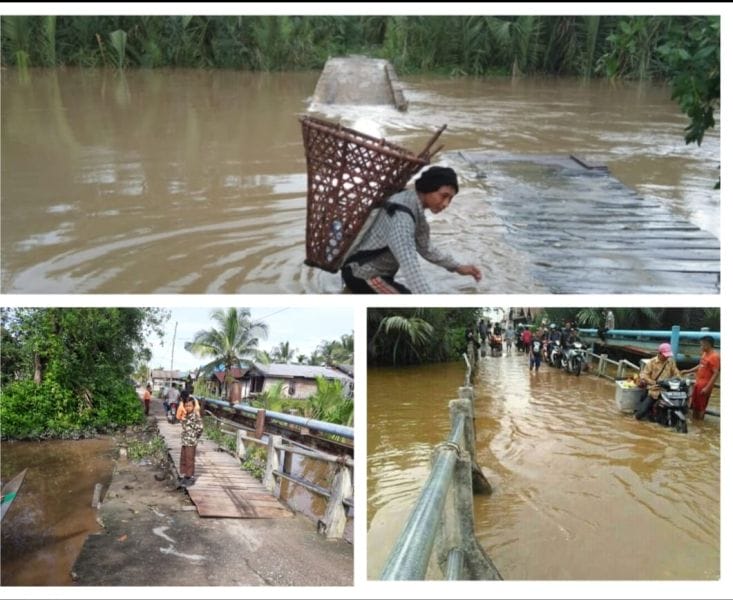 Tiga Jembatan di Inhil Rawan Ambruk, Warga Terisolir