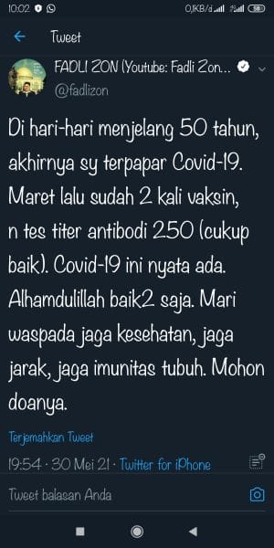 Sudah Divaksin, Fadli Zon Positif Terjangkit Covid-19