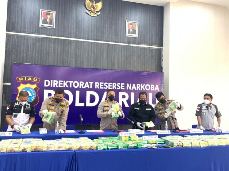 Polda Riau Gagalkan Penyelundupan Sabu 108 Kilogram