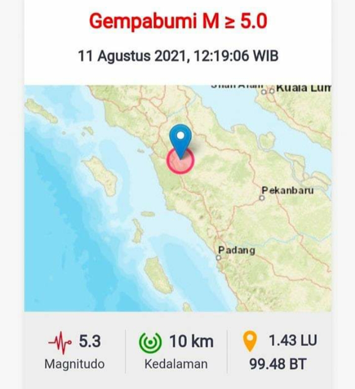 Gempa di Paluta Dirasakan Hingga Padang Sidempuan