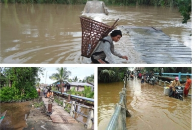 Tiga Jembatan di Inhil Rawan Ambruk, Warga Terisolir