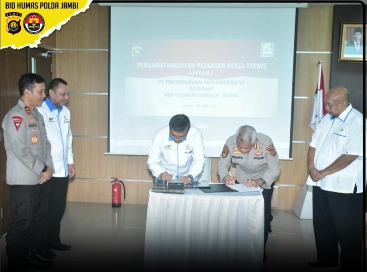 Teken MoU Pengamanan dengan Polda Jambi, PTPN VI Harapkan ini