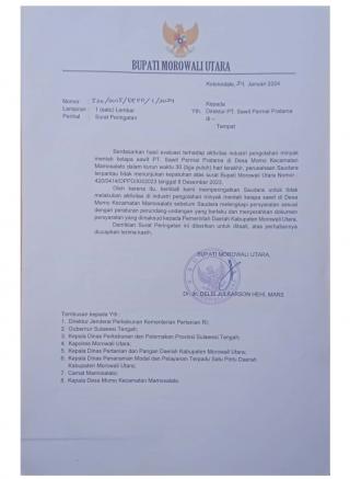 Tak Punya Izin Usaha, Operasional PKS di Morowali Utara Disetop Sementara