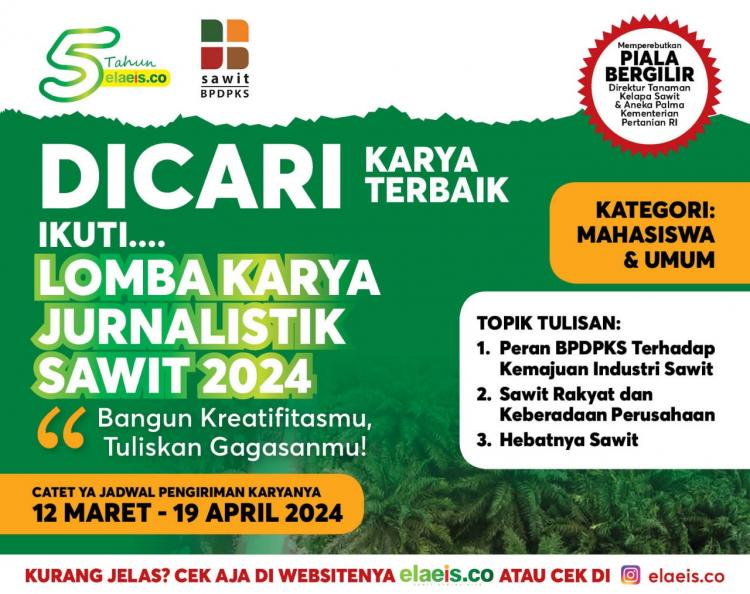 Pengiriman Karya Jurnalistik Sawit Dibuka Mulai 12 Maret, Begini Ketentuannya