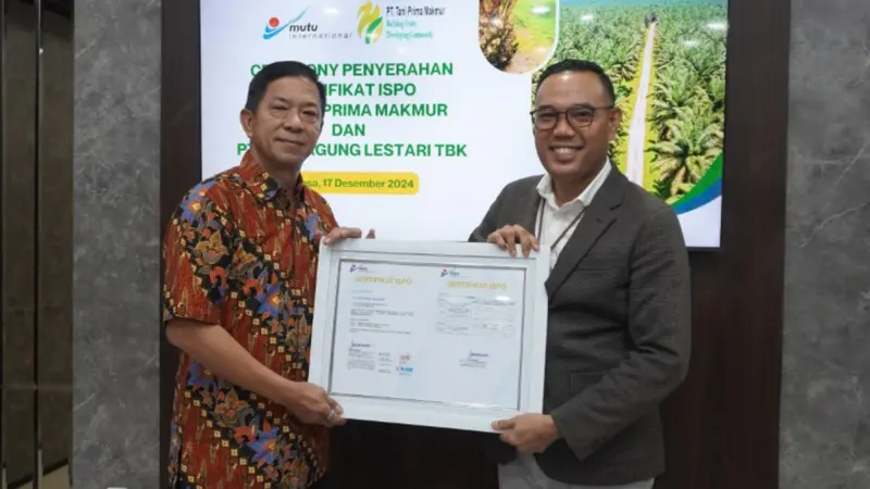 Penuhi Semua Kriteria dan Persyaratan, PT TPM Kantongi Sertifikat ISPO