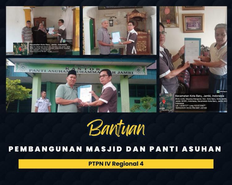 PTPN IV Regional 4 Kembali Salurkan Bantuan ke Panti Asuhan dan Tiga Masjid di Kota Jambi