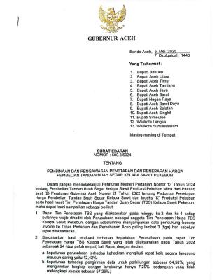Lewat SE, Pemprov Aceh Akan Sanksi Perusahan Yang Tidak Patuh Pada Proses Penetapan Harga