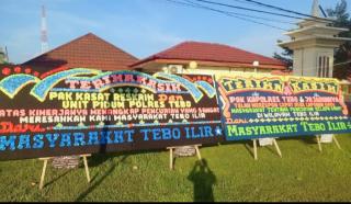 Berhasil Ungkap Kasus Ninja Sawit, Polres Tebo Banjir Karangan Bunga