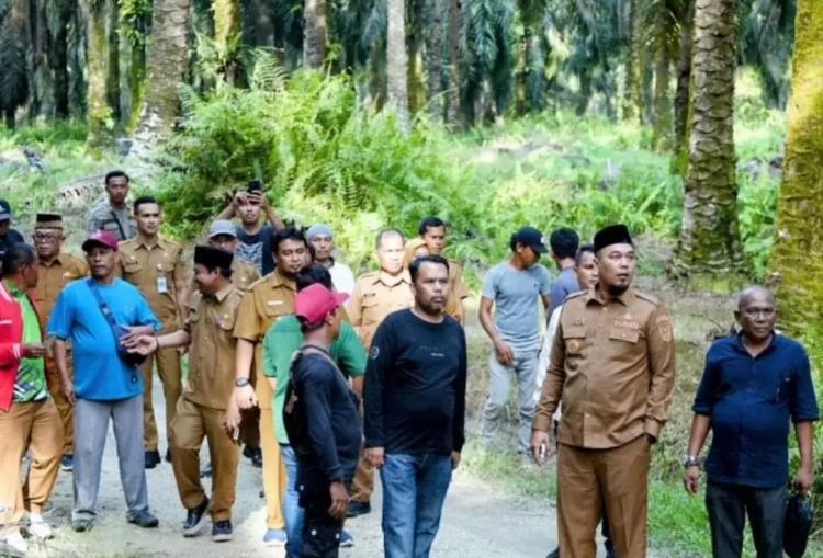Bupati Inhu Tinjau Lokasi Sengketa Lahan Sawit di Kilan