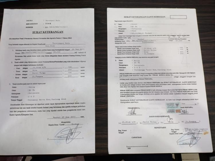 Beredar SK Kades di Siak Jual Lahan PT SSL