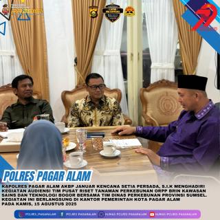 Pemko Pagar Alam Gandeng BRIN Dorong Pemanfaatan Tanaman Perkebunan