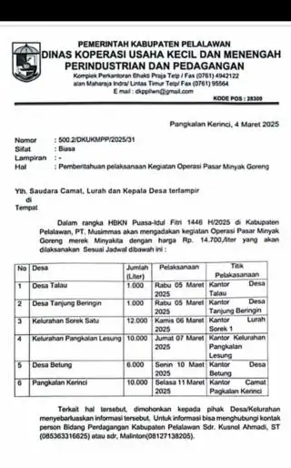 PT MM Siapkan 40.000 Liter MINYAKITA Murah untuk Masyarakat Pelalawan