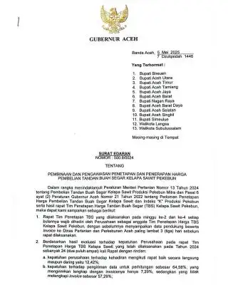 Lewat SE, Pemprov Aceh Akan Sanksi Perusahan Yang Tidak Patuh Pada Proses Penetapan Harga