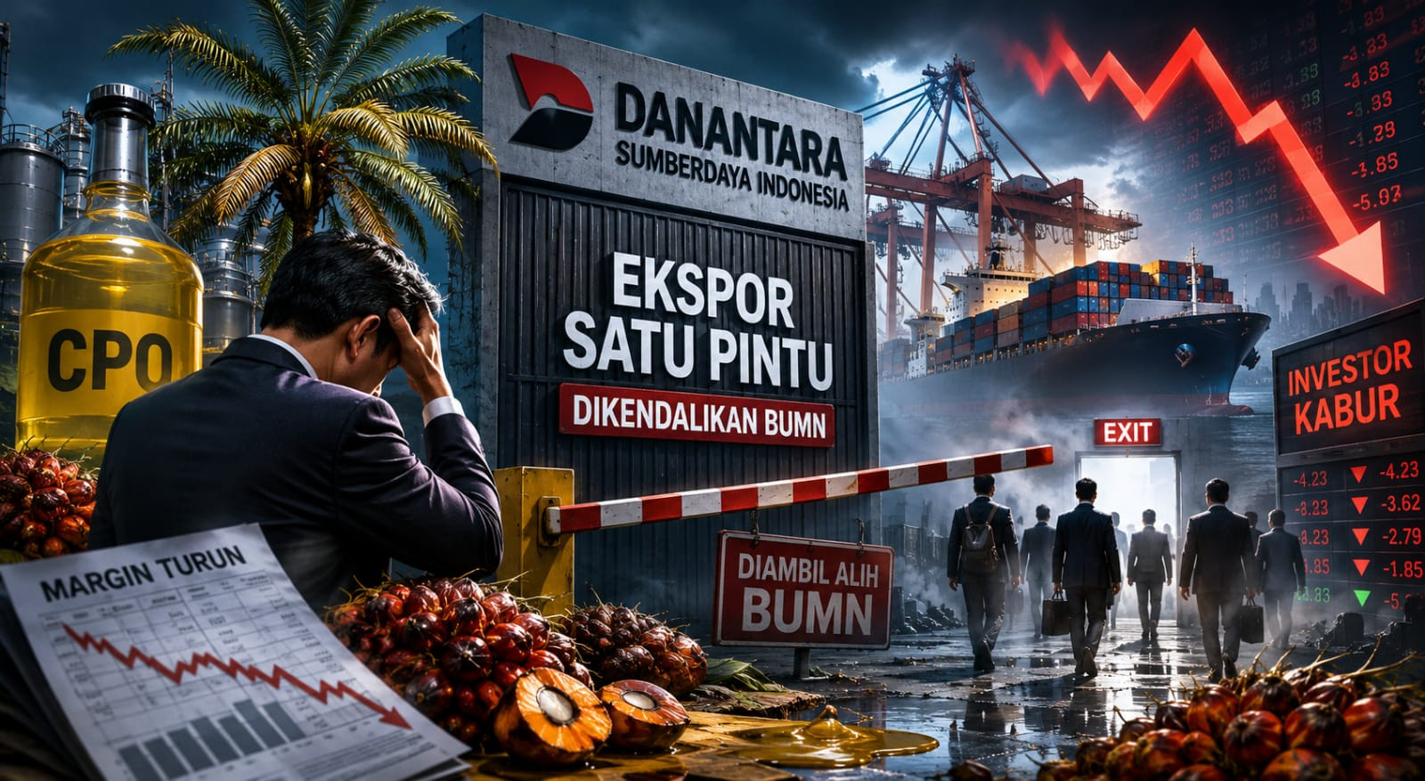 Ekspor Diambil Alih BUMN, Emiten CPO Terancam Boncos dan Investor Kabur - Kebijakan ekspor satu pintu lewat BUMN bikin pelaku pasar waswas. Emiten CPO terancam margin tergerus, investor asing mulai cemas.