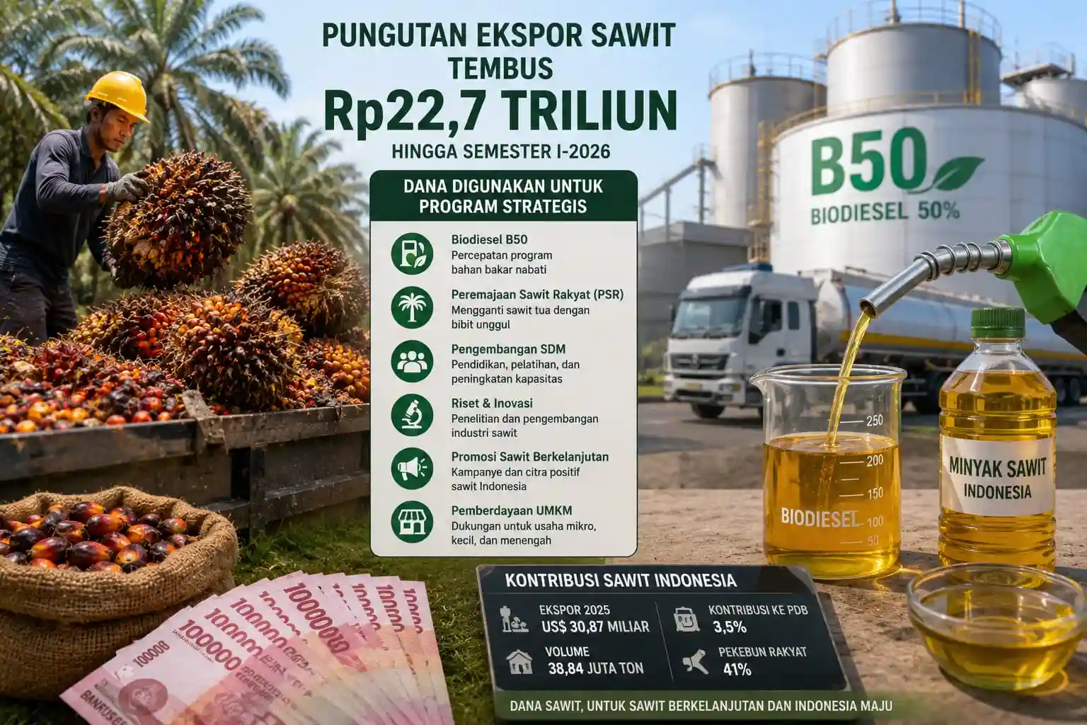 Pungutan Ekspor Sawit Tembus Rp22,7 Triliun, Uangnya Dipakai Buat Apa?